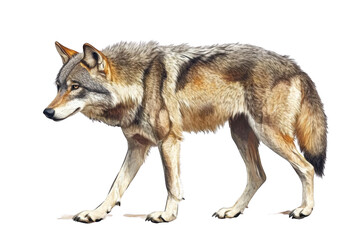 Fototapeta premium Wolf Walking Through a Forest, Transparent Background - Wildlife Photography