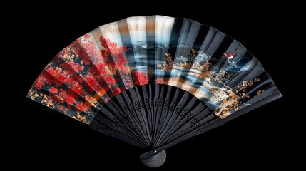 Elegant Japanese Fan with Scenic Artwork