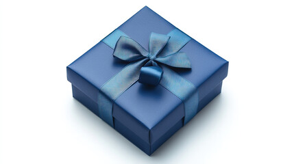 Elegant Blue Gift Box with Bow on White background