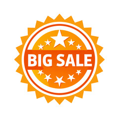 Vector illustration of a big sale text design with a ribbon, tag, label, and badge.
