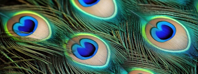 Peacock Feather Elegance, a stunning display of vibrant blue and green eyespots showcasing intricate textures and natural beauty.