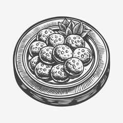 Aloo Tikki Silhouette Vector Illustration Isolated on White Background Indian Street Food Design