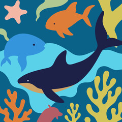 seamless pattern with fishes
