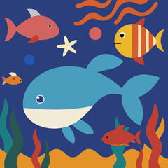 seamless pattern with fishes