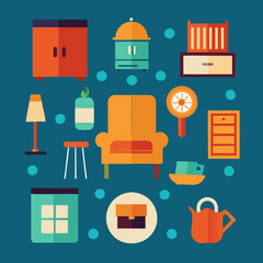 isolated set of furniture set art 