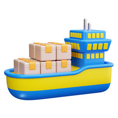 Cargo Ship 3d Render Icons