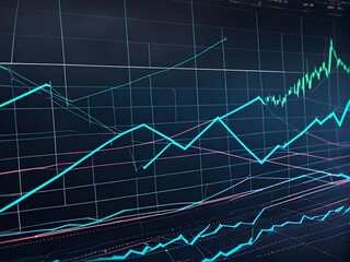 Abstract  Market Chart with Glowing Lines and Data Points