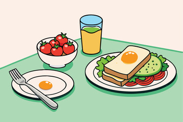 food and drink on a white background