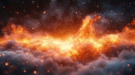 Naklejka premium Dynamic Explosion of Orange and White Plasma Particles