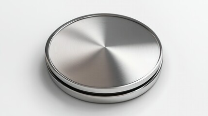 3D silver coin icon in top view, isolated on a white background with a polished metallic finish, ideal for minimalist designs.