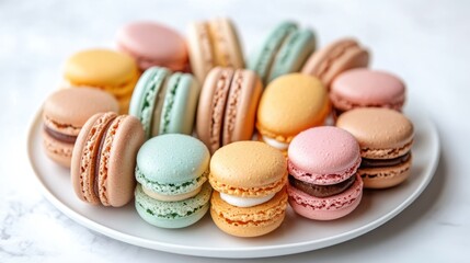 Obraz premium Colorful Macarons on a White Plate
