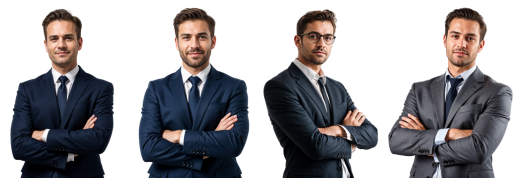 Portrait of a smiling young businessman standing with arms crossed	