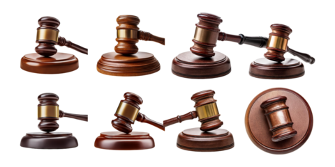 Various Gavel Designs on Transparent Background