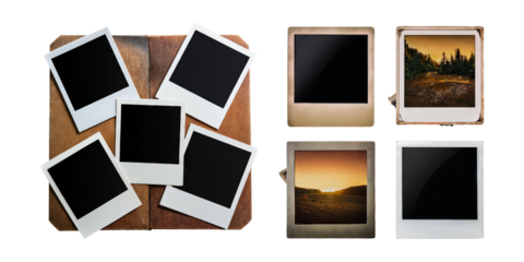 Classic Blank Photo Frames on Rustic Wooden Table