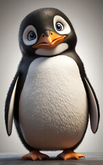 Fototapeta premium Disgruntled Penguin with Crossed Wings and Frown, Isolated on Plain Background for a Sassy Look