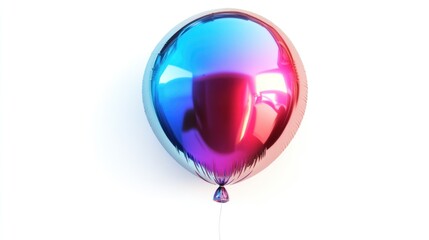 High-shine chrome balloon icon in 3D, isolated on a white backdrop, viewed from above.