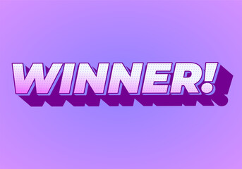 Winner. Text effect with modern color in 3D style