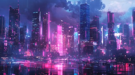 Fototapeta premium Neon Cityscape