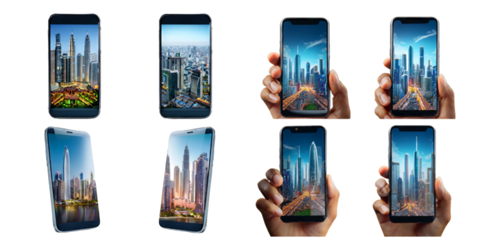 Urban Smartphone Display in Cityscape Views