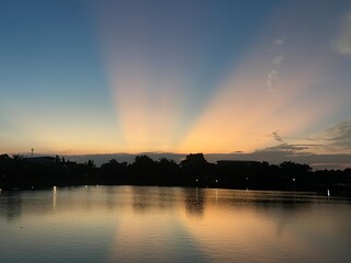 Beautiful sunset on river viewr