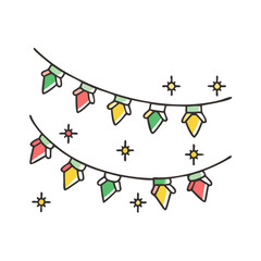 new year garland vector art,  flat illustration garland icon