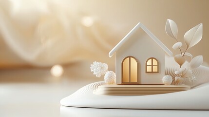 Amortization figures layered with subtle home icon, clean design for property finance