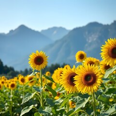 sunflower field with sky