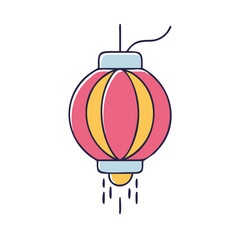chinese lantern festival vector art,  flat illustration paper lantern icon