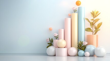 Fototapeta premium Futuristic mortgage amortization graph with gradient bars, abstract real estate concept