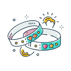 party wristbands vector art,  flat illustration party wristbands icon