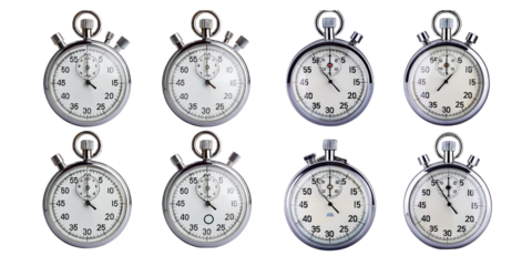 Classic Stopwatches on Transparent Background