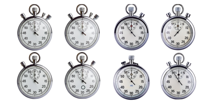 Classic Stopwatches on Transparent Background