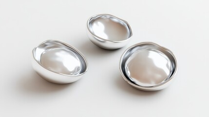 Modern chrome pearl icon in 3D, top view, set on a plain white background for clean presentation.