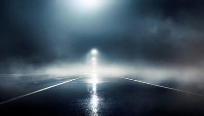 bg road night rain street dark fog light car wet background drive smoke headlight asphalt highway black water floor puddle abstract traffic lamp weather cold foggy mist