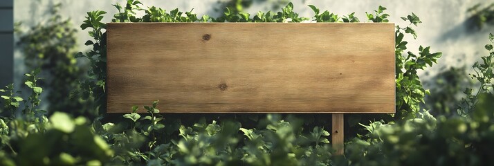 compact wooden billboard beside fresh herbs and greenery, creating a lively, farm-fresh vibe in the farmer’s marke