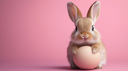 Cute bunny sitting on an egg shell, perfect for Easter-themed minimal designs.