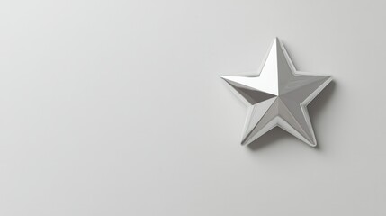 Silver star icon rendered in 3D from a top-down perspective, isolated on a minimalist white background.