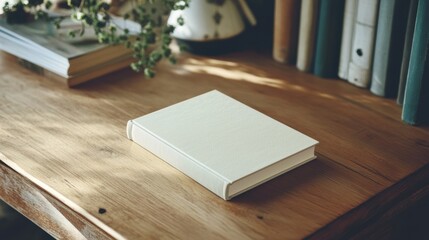 Custom designed softcover book displayed on a wooden desk, showcasing elegant layout and inviting ambiance.