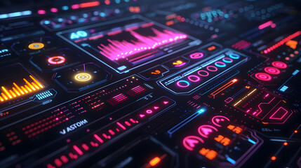 Obraz premium Abstract Technological Interface with Neon Accents