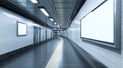 Obraz premium Subway Station with Blank Advertisement Space