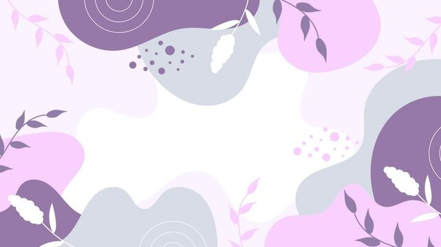 pastel floral patterns with soft colors and curvy designs in purple toned seamless 4k video background motion pop art design