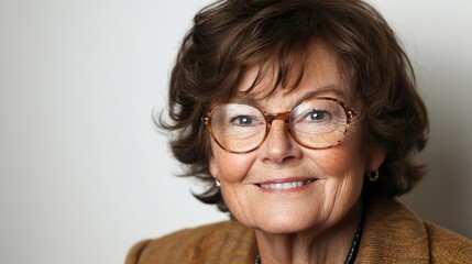 Fototapeta premium Happy Senior Woman with Glasses Portrait Mature Female