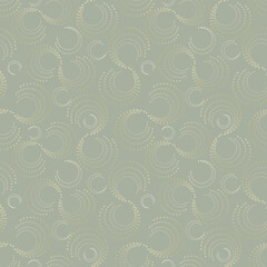 Seamless monochrome minimalistic abstract pattern, light greyish green background.