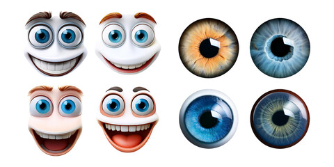 Cartoon Eyes and Faces with Transparent Background