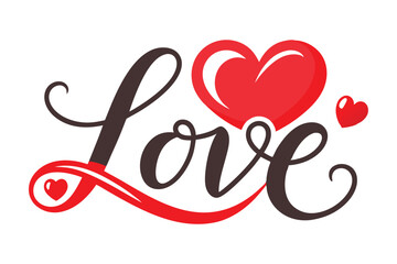 Heart with a text love