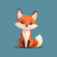 Obraz premium Cute Cartoon Fox Character on Solid Background