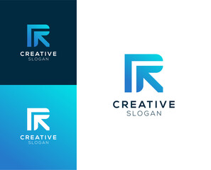 Initial letter R with upward arrow element abstract logo design vector