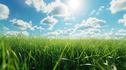 Obraz premium Beautiful Green Grass on a Sunny Day