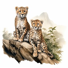 Naklejka premium Watercolor style cheetah