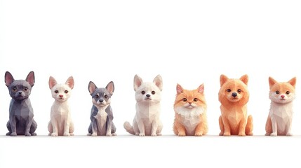 Obraz premium Cute Low Poly Pet Illustrations for Creative Projects